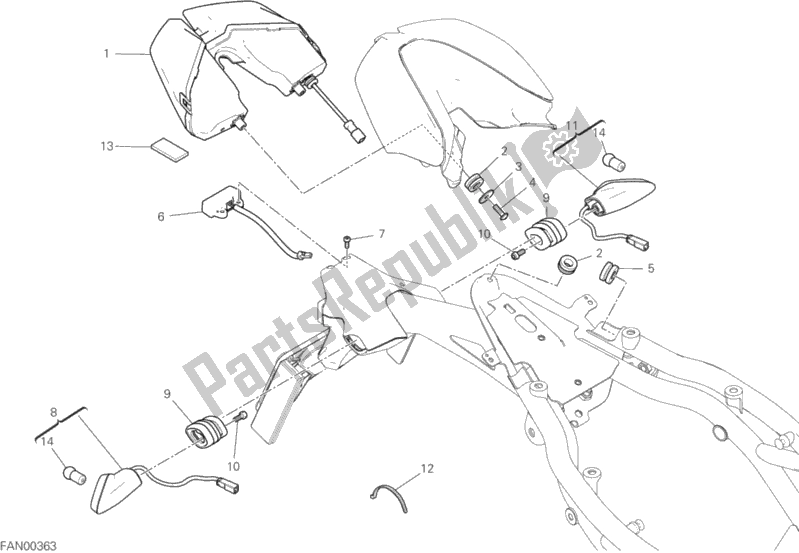 Tutte le parti per il Fanale Posteriore del Ducati Hypermotard 950 SP USA 2020